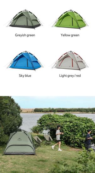 Naturehike 4 Kişilik Otomatik Kamp Çadırı-Gri/kırmızı
